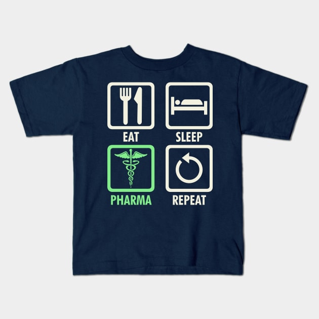 Eat Sleep Pharma Repeat | Cool and funny Pharmacy tshirt Kids T-Shirt by Anfrato